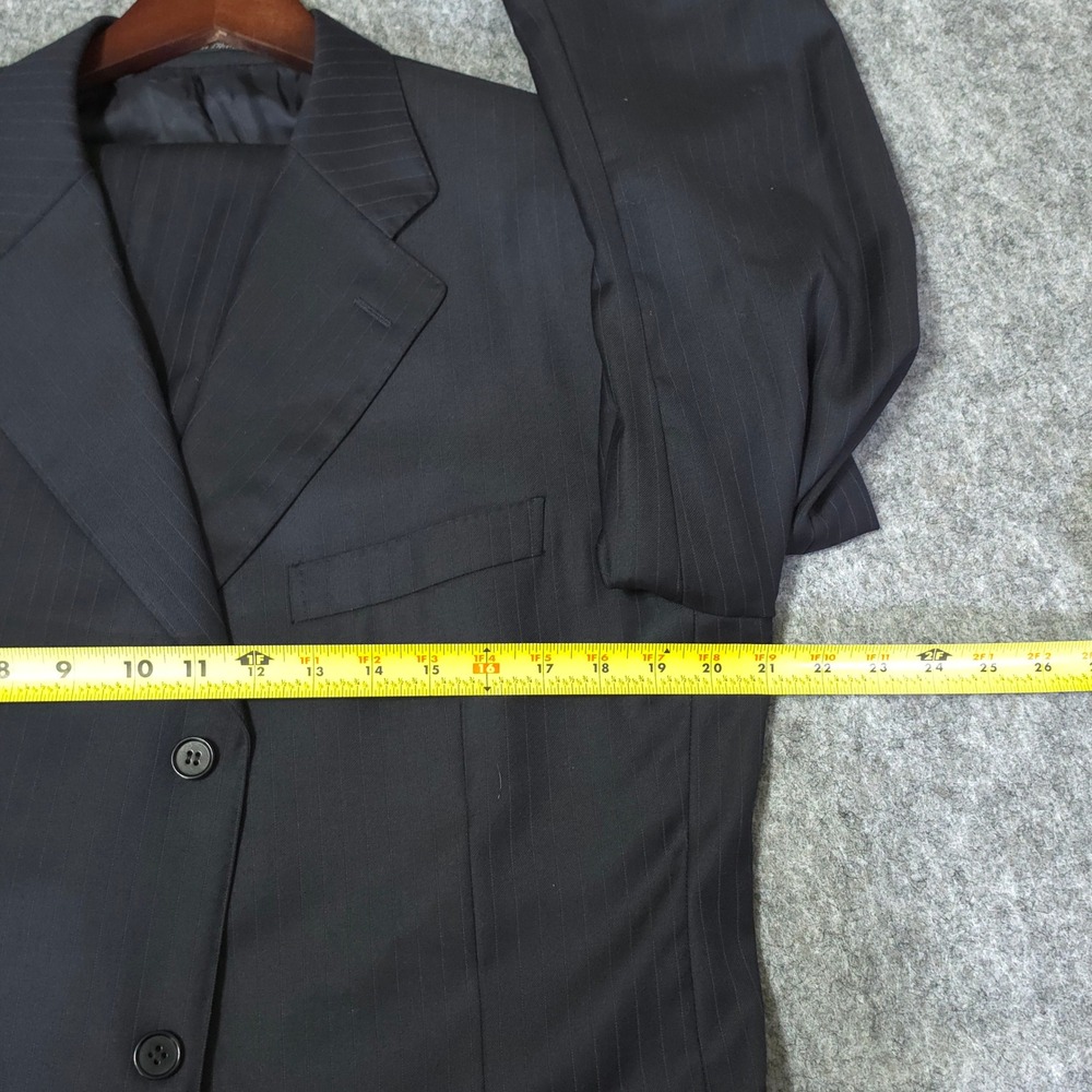 Canali Mens 3 Button Suit Dark Navy Pinstripe Made in Italy Wool  size 44R - Picture 10 of 16